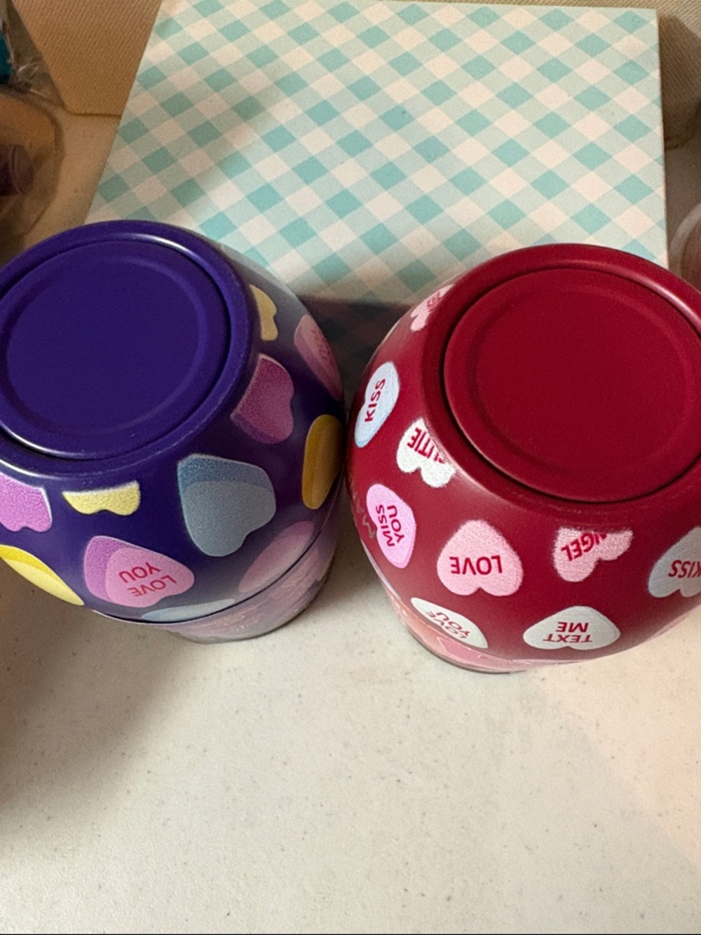 Manna Stainless Steel Wine Tumblers - Purple & Red Conversation Hearts - Picture 8 of 9